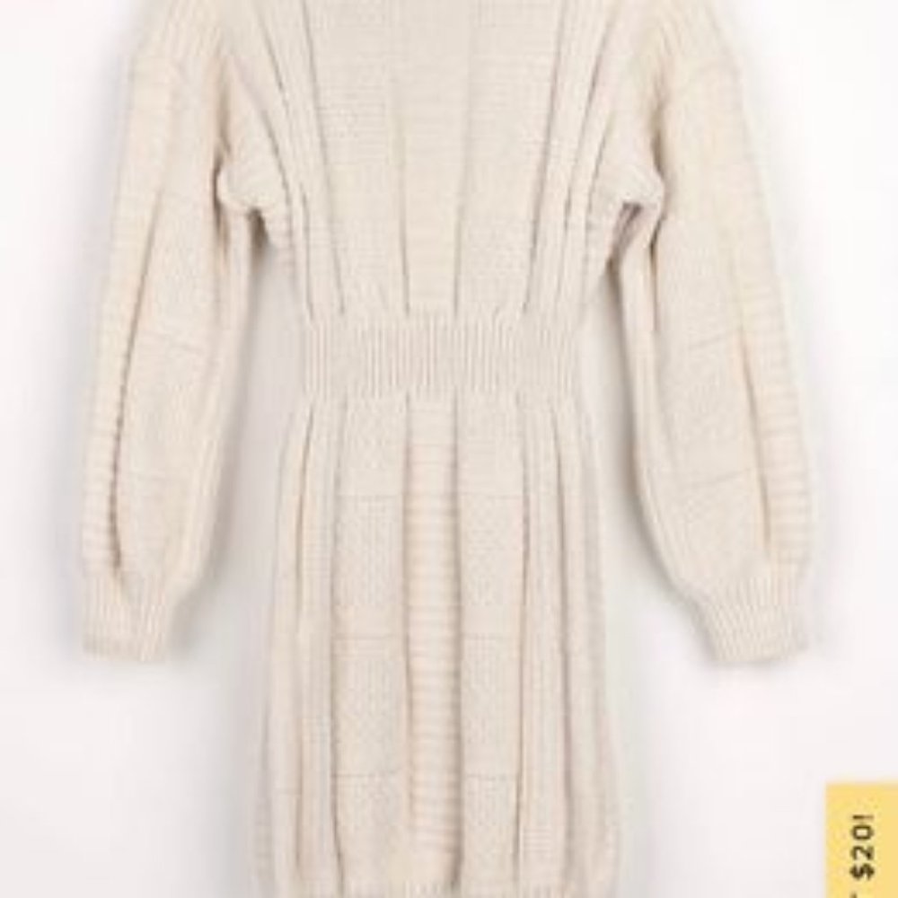 Brand New w/ Tags Lulus Patchwork It Cream Cable Knit Cutout Sweater Dress